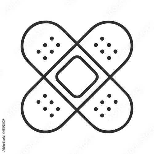 Minimalist bandage or plaster icon on black background