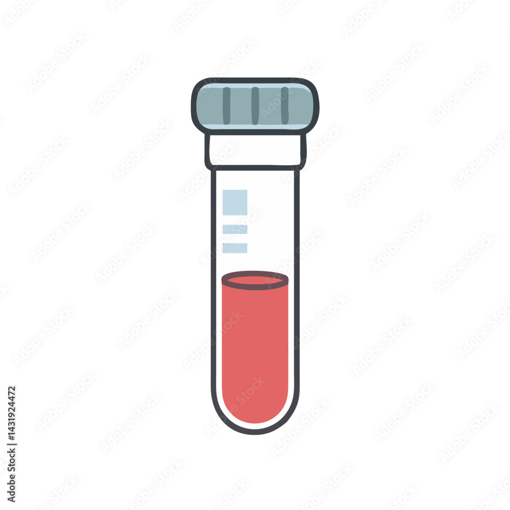 Cartoon Illustration of Blood Sample in Test Tube Cartoon Illustration of Blood Sample in Test Tube
