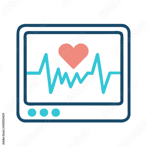 Heart Rate Monitor with Heart Icon on Black Background
