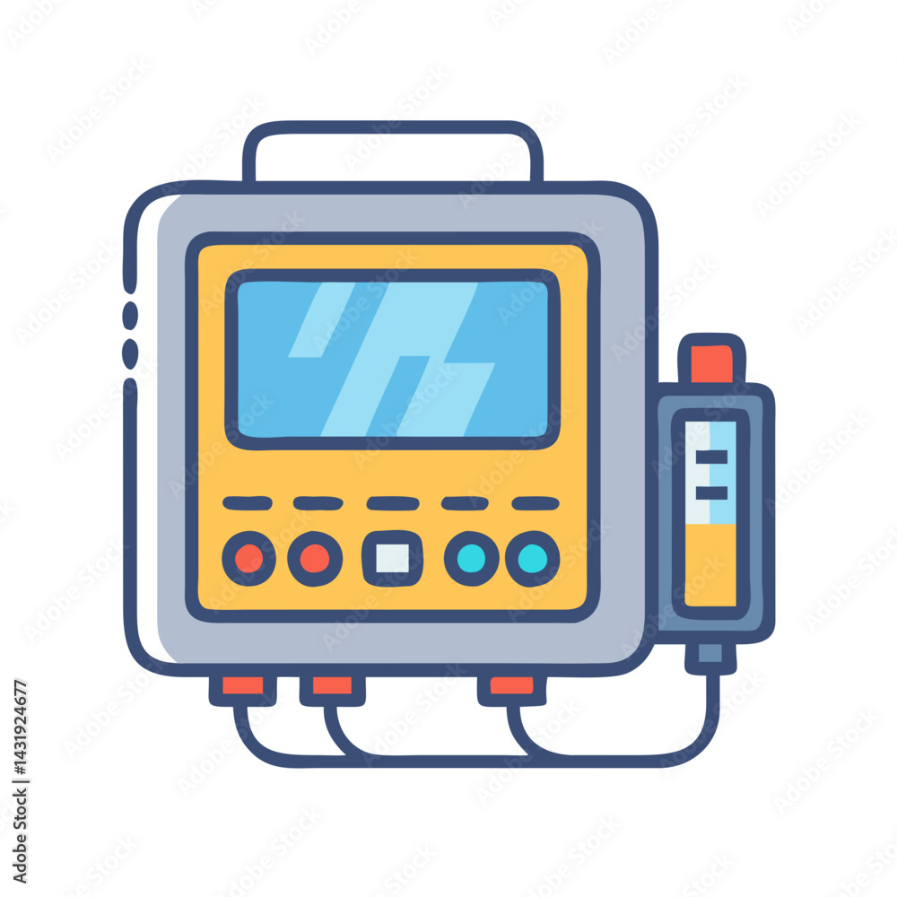 Medical diagnostic device icon with screen and buttons