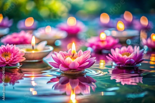 Wallpaper Mural Tranquil Floating Candles & Pink Flowers: Serene Spa Relaxation Stock Photo Torontodigital.ca