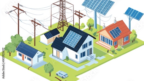 Suburban solar power grid, energy efficiency