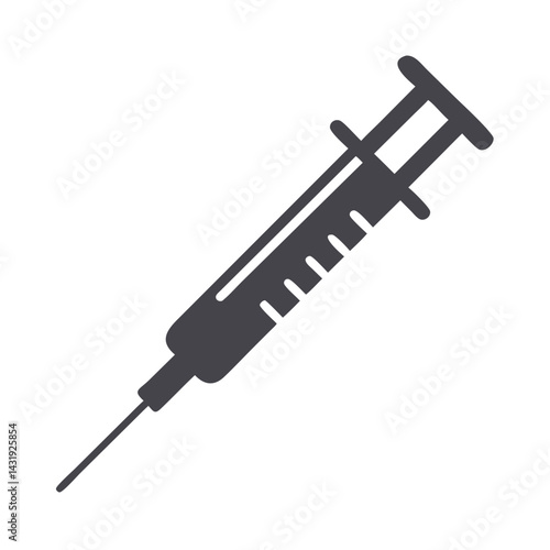 Syringe Illustration on Black Background, Medical and Healthcare