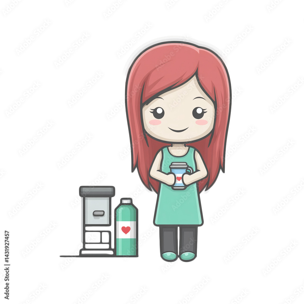 Girl happy holding coffee in coffee shop setting Girl happy holding coffee in coffee shop setting