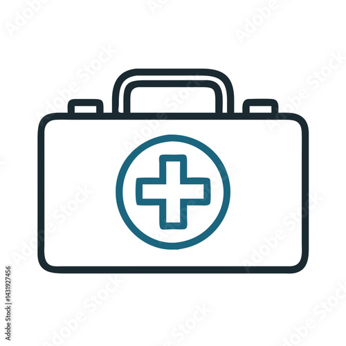 First aid kit icon on black background vector
