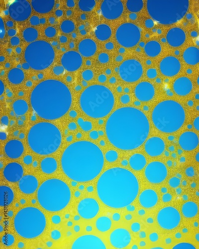 Blue luxury background with golden line, blue curve, shiny dots and glitter light effect 