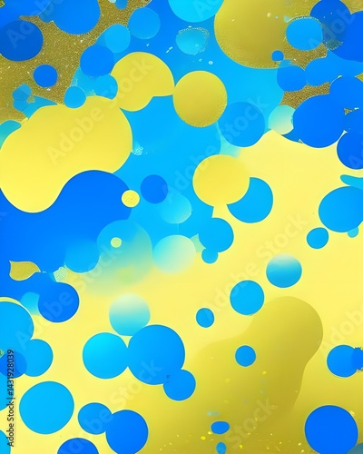 Blue luxury background with golden line, blue curve, shiny dots and glitter light effect