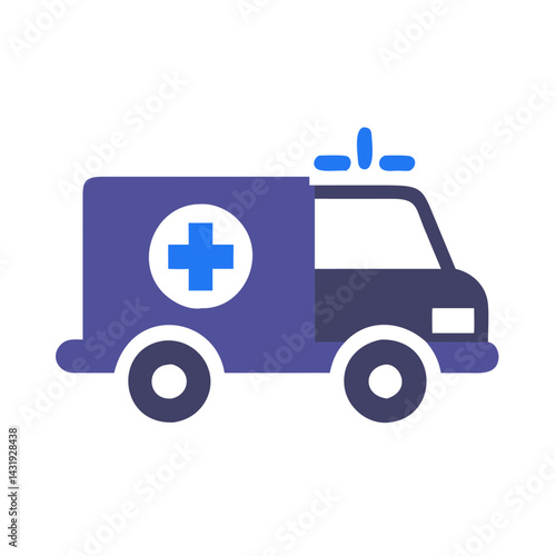 Modern Flat Ambulance Icon on Black Background Illustration