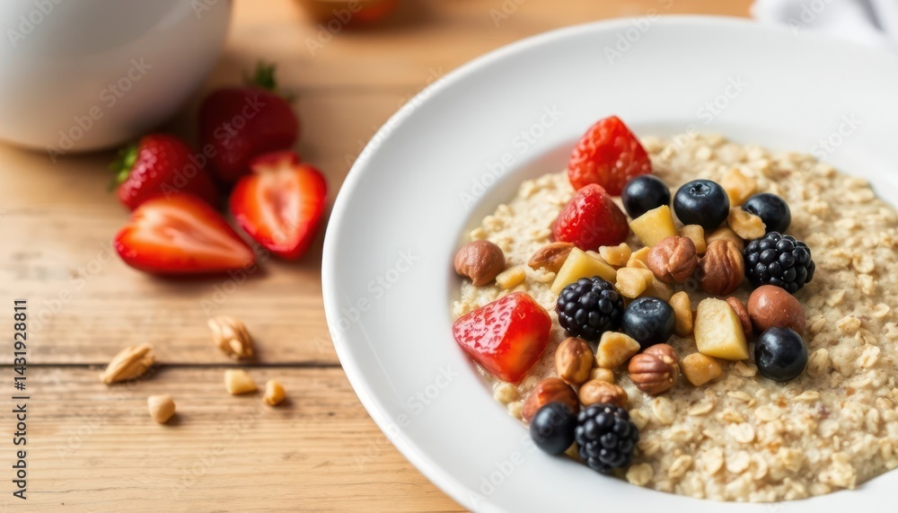 Healthy Oatmeal with Berries and Nuts Healthy Oatmeal with Berries and Nuts