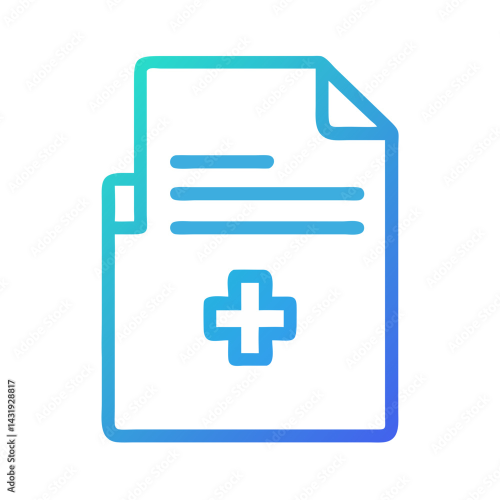 Medical document outline icon, healthcare form with cross Medical document outline icon, healthcare form with cross