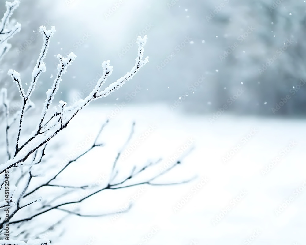 Obraz premium Ethereal Snowy Branches Embrace the Winter's Calm, Whispering Serenity in Frozen Nature of excellence