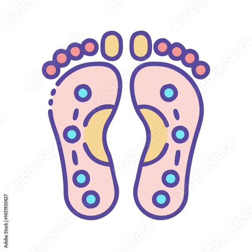Foot Reflexology Chart with Points for Massage Therapy