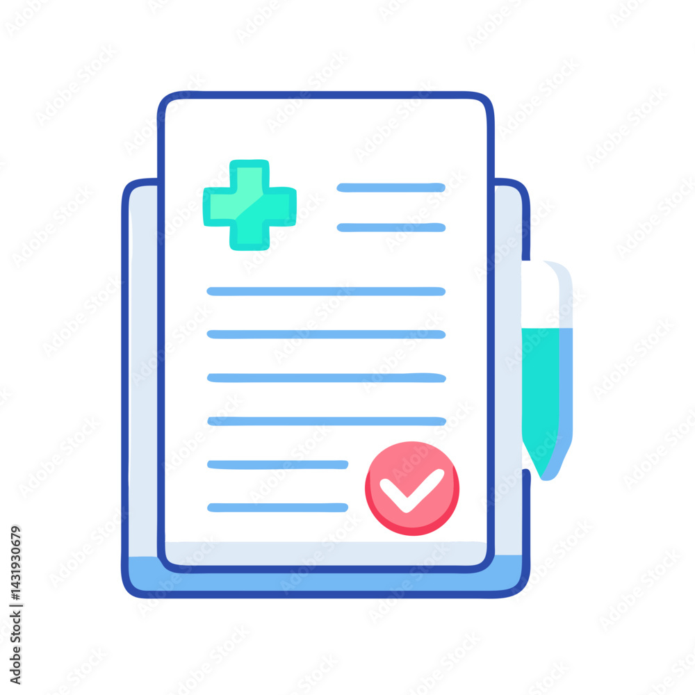 Medical report clipboard with check mark icon illustration Medical report clipboard with check mark icon illustration