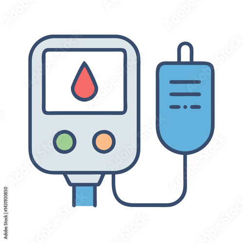 Blood Glucose Meter and Insulin Bag Illustration Icon