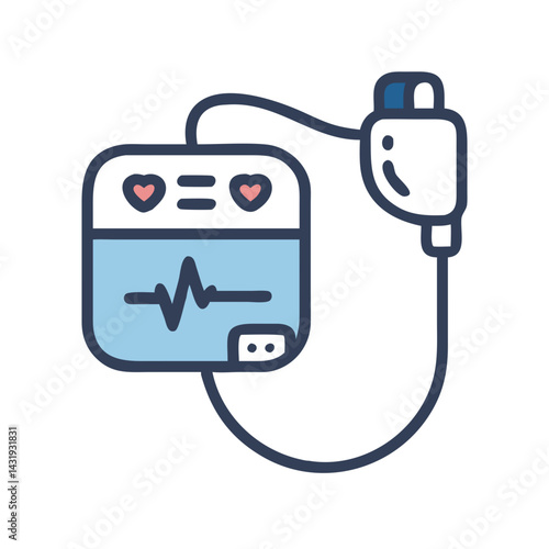 Implantable cardioverter defibrillator device, ICD, heart health icon