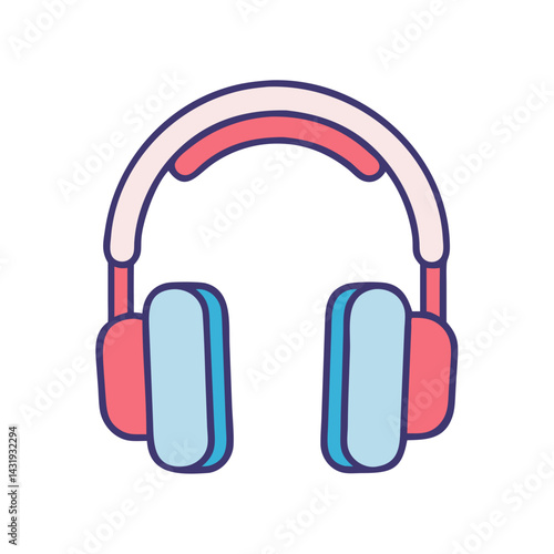 Pastel Colored Headphones Vector Icon on Black Background