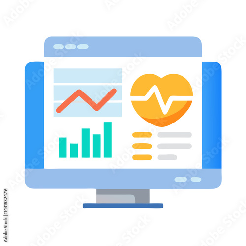 Medical Data Analysis on Computer Display with Health Icon