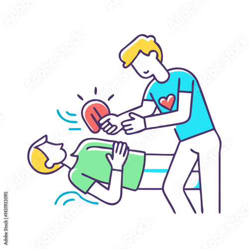 AED Use: First Aid and CPR Emergency Illustration