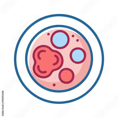 Cancer cell illustration with mutations, vector, and black background