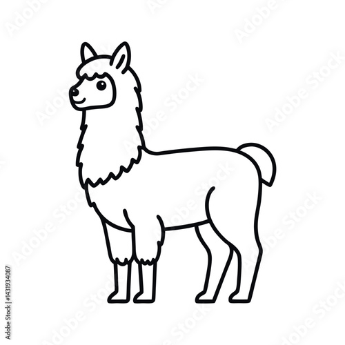 Alpaca Silhouette Line Art
