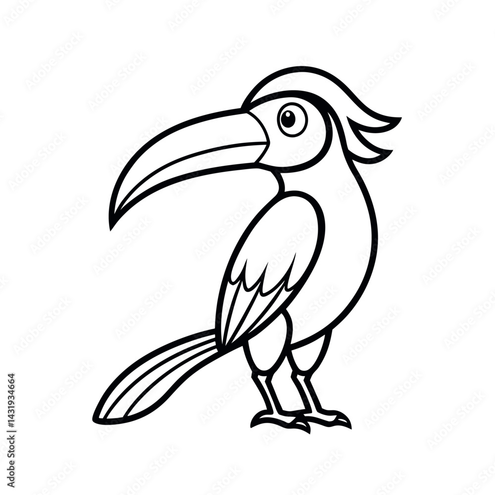Fototapeta premium Hornbill Bird Line Art Drawing
