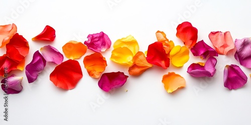 Obraz na płótnie A vibrant collection of flower petals showcasing bright colors like pink, red, orange, and yellow. Perfect for nature and beauty themes, or creative projects. Celebrate the beauty of nature. AI w salonie