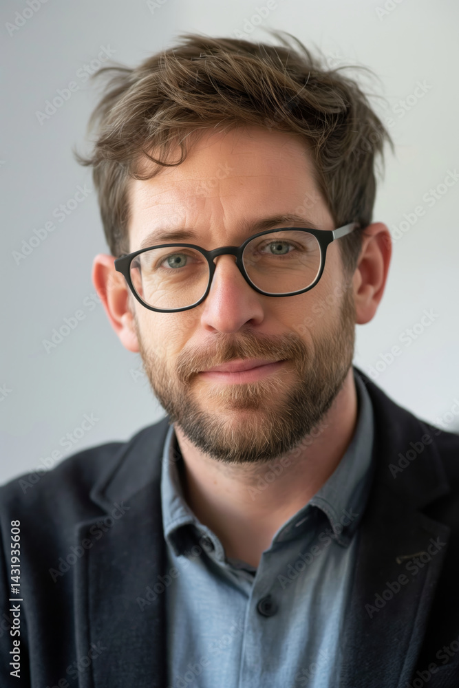 A bearded man in glasses and casual suit looks confidently at the camera. Perfect for editorial, professional profile, or promotional use. A bearded man in glasses and casual suit looks confidently at the camera. Perfect for editorial, professional profile, or promotional use.