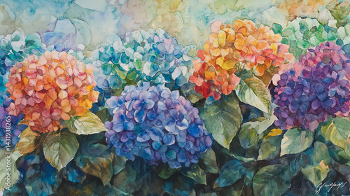 Wallpaper Mural Elegant wedding invitation card background . Minimal hand painted watercolor Hydrangea flowers texture template background. Design for wedding, vip cover, poster, rsvp moderncard.Valentine's Day Torontodigital.ca