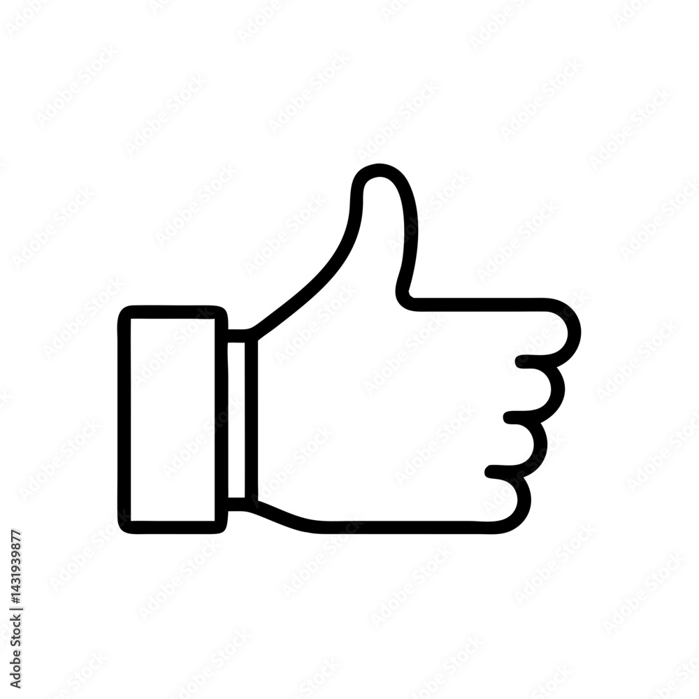 A bold thumbs-up signifying approval, a powerful gesture of positive feedback and agreement, rendered in clean black lines against a white background. A bold thumbs-up signifying approval, a powerful gesture of positive feedback and agreement, rendered in clean black lines against a white background.
