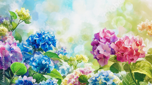 Wallpaper Mural Elegant wedding invitation card background . Minimal hand painted watercolor Hydrangea flowers texture template background. Design for wedding, vip cover, poster, rsvp moderncard.Valentine's Day Torontodigital.ca