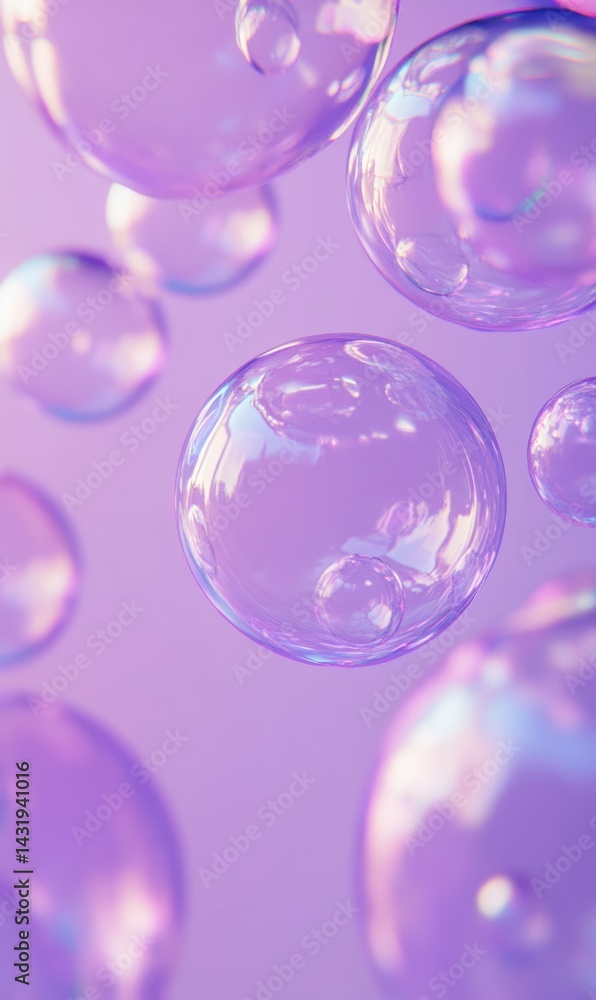 Floating Transparent Spheres on a Lilac Background Gentle and Dreamy Floating Transparent Spheres on a Lilac Background Gentle and Dreamy