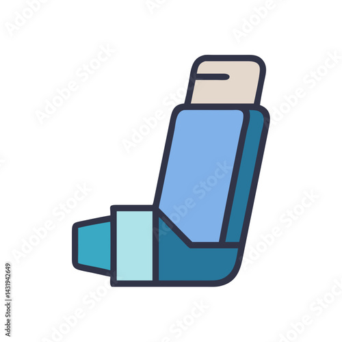 Isolated Cartoon Style Asthma Inhaler on Black Background
