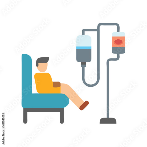 Patient receiving IV infusion therapy in hospital setting
