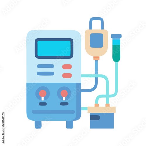 Hemodialysis Machine: Blood Purification and Treatment Illustration