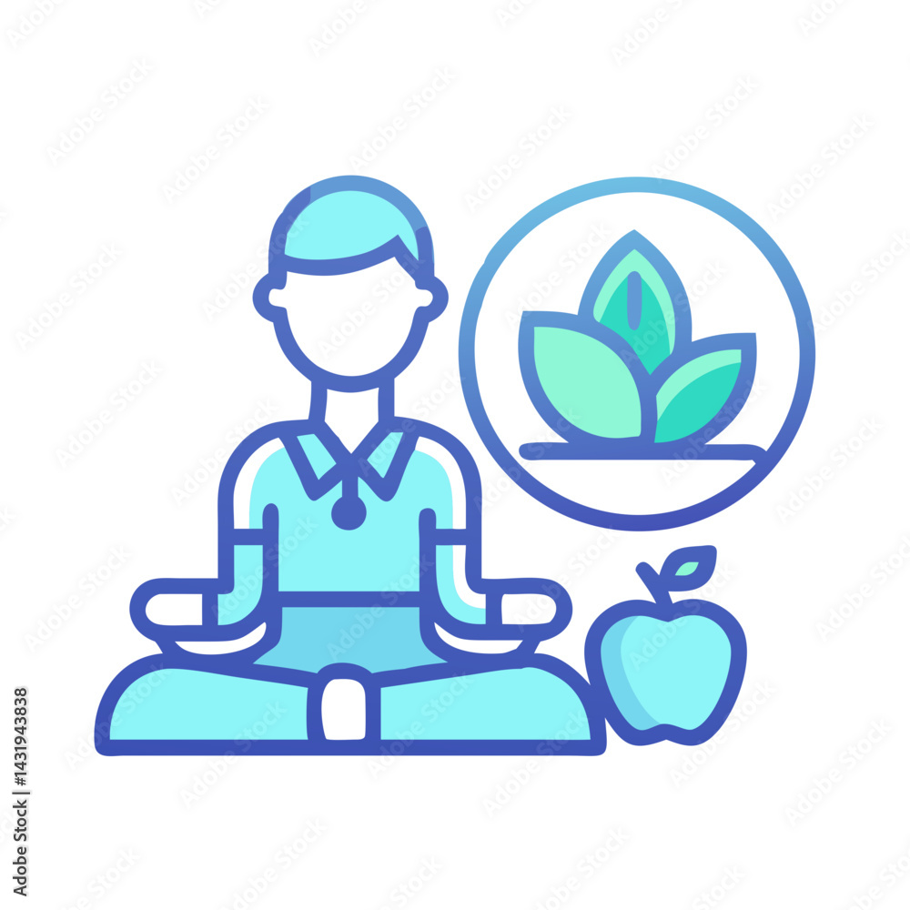 Meditation, health, and wellness illustration with clean lines. Meditation, health, and wellness illustration with clean lines.