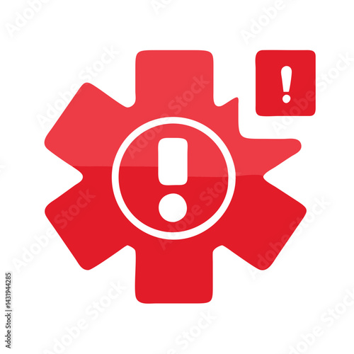 Red Medical Star of Life Alert on Black Background