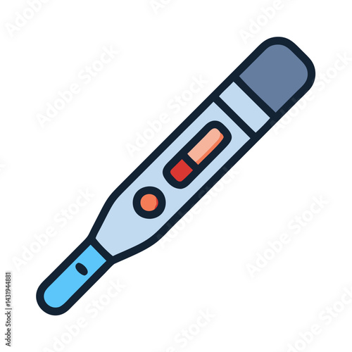Digital thermometer vector icon on black background illustration