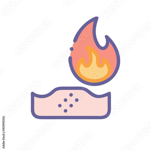 Burning powder, gunpowder icon, isolated vector illustration