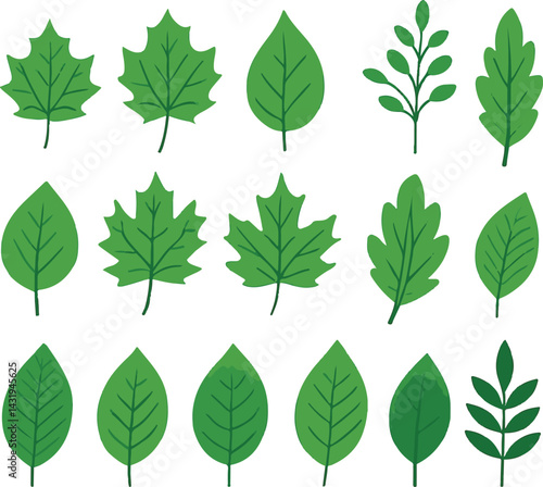 Priimage-vector/green-leaves-icons-set-isolatednt