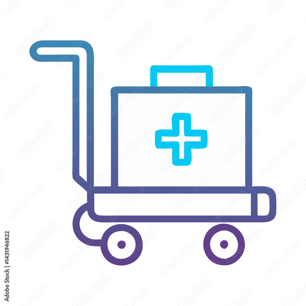 Medical cart icon, first aid supplies trolley symbol Medical cart icon, first aid supplies trolley symbol