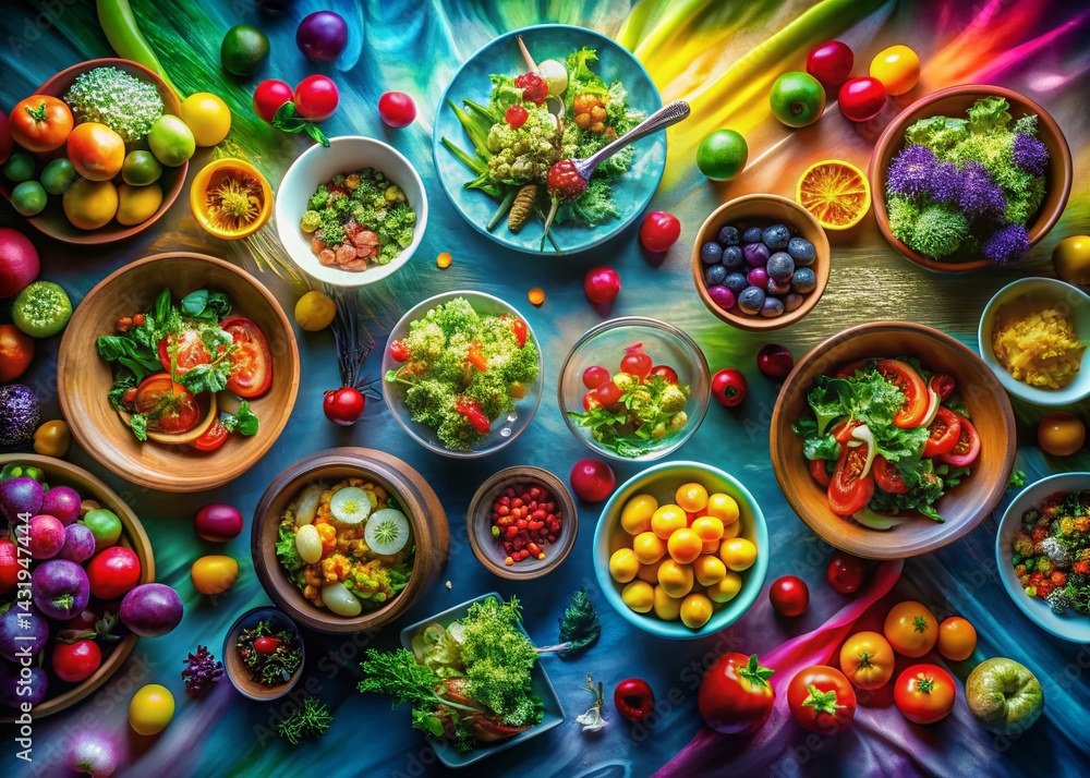 Fototapeta premium Vibrant Salad Set Collection: Long Exposure Graphic Clipart Design