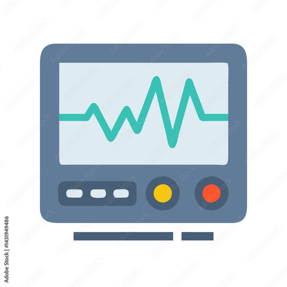 Modern Vital Sign Monitor with Waveform on Screen Modern Vital Sign Monitor with Waveform on Screen