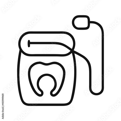 Dental Floss Outline Icon for Oral Hygiene