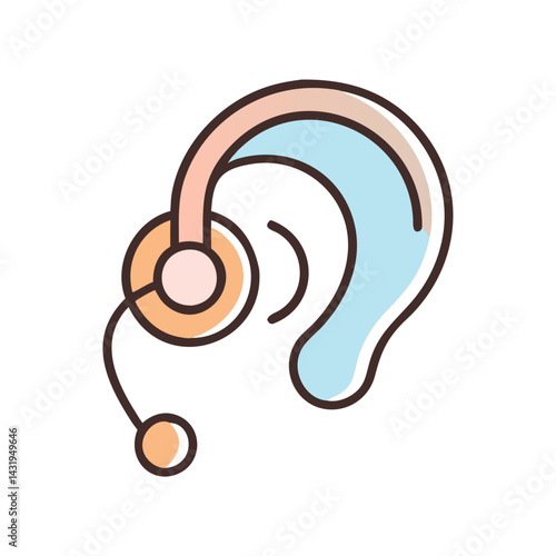Modern Hearing Aid Technology Icon on Black Background