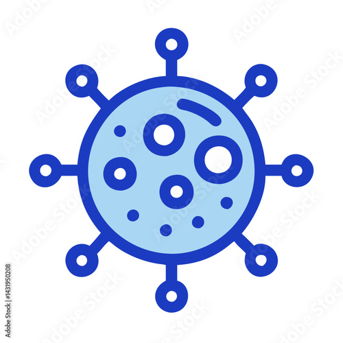 Stylized Virus Cell Illustration: Blue and White Design