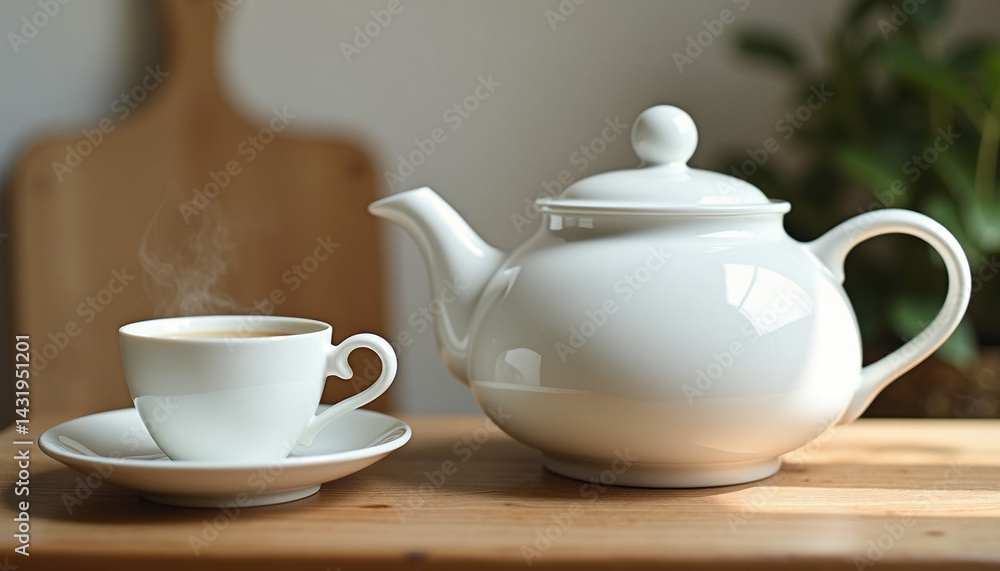 Elegant Tea Set on Rustic Table Elegant Tea Set on Rustic Table