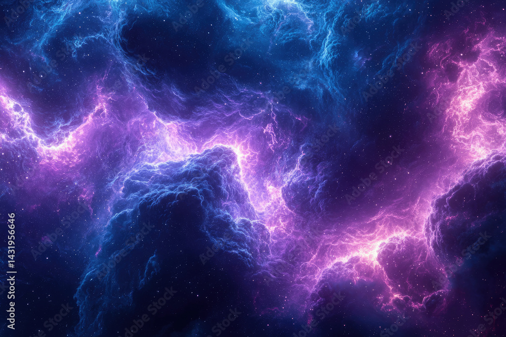 A mesmerizing cosmic nebula with vibrant purple and blue hues, showcasing swirling clouds and stellar energy. A mesmerizing cosmic nebula with vibrant purple and blue hues, showcasing swirling clouds and stellar energy.