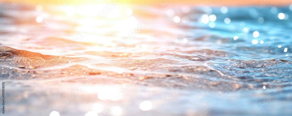 Sunlit water surface with wave motion abstract background
