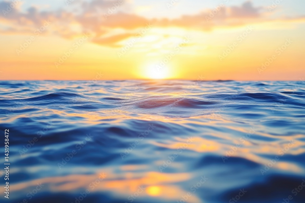 Sunset over water surface ocean scene calm warm colors landscape
