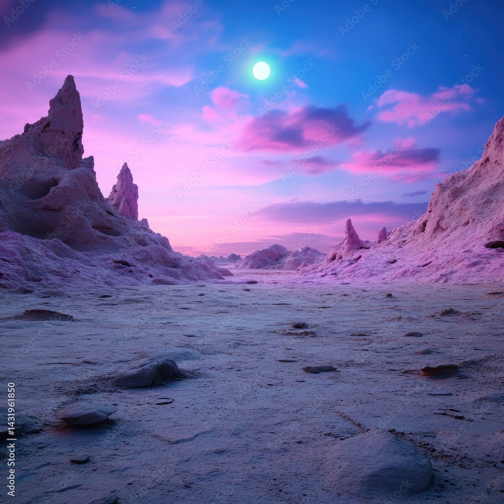 Surreal pastel landscape rocky terrain scenic view